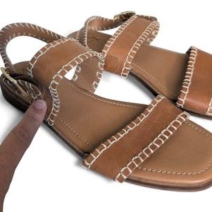 Joie Women's Brown Whipstitch Slingback Sandals Size 9